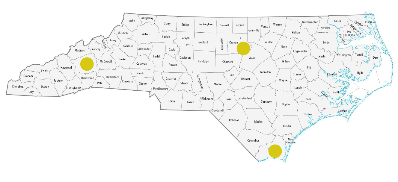 map of NC with markers for desktop